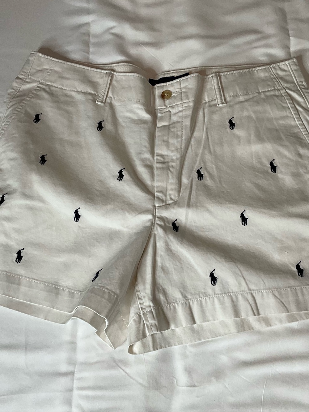 Polo by Ralph Lauren White Shorts with Navy Pony Embroidery